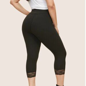 Bloomchic Super Soft Plus Size Lace Patchwork High Rise Cropped Leggings 4XL